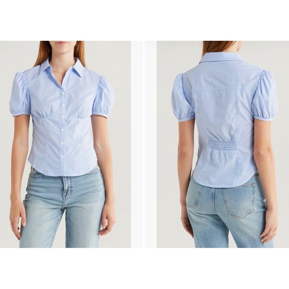 Lioness Mon Cheri Puff Sleeves Button Up Shirt